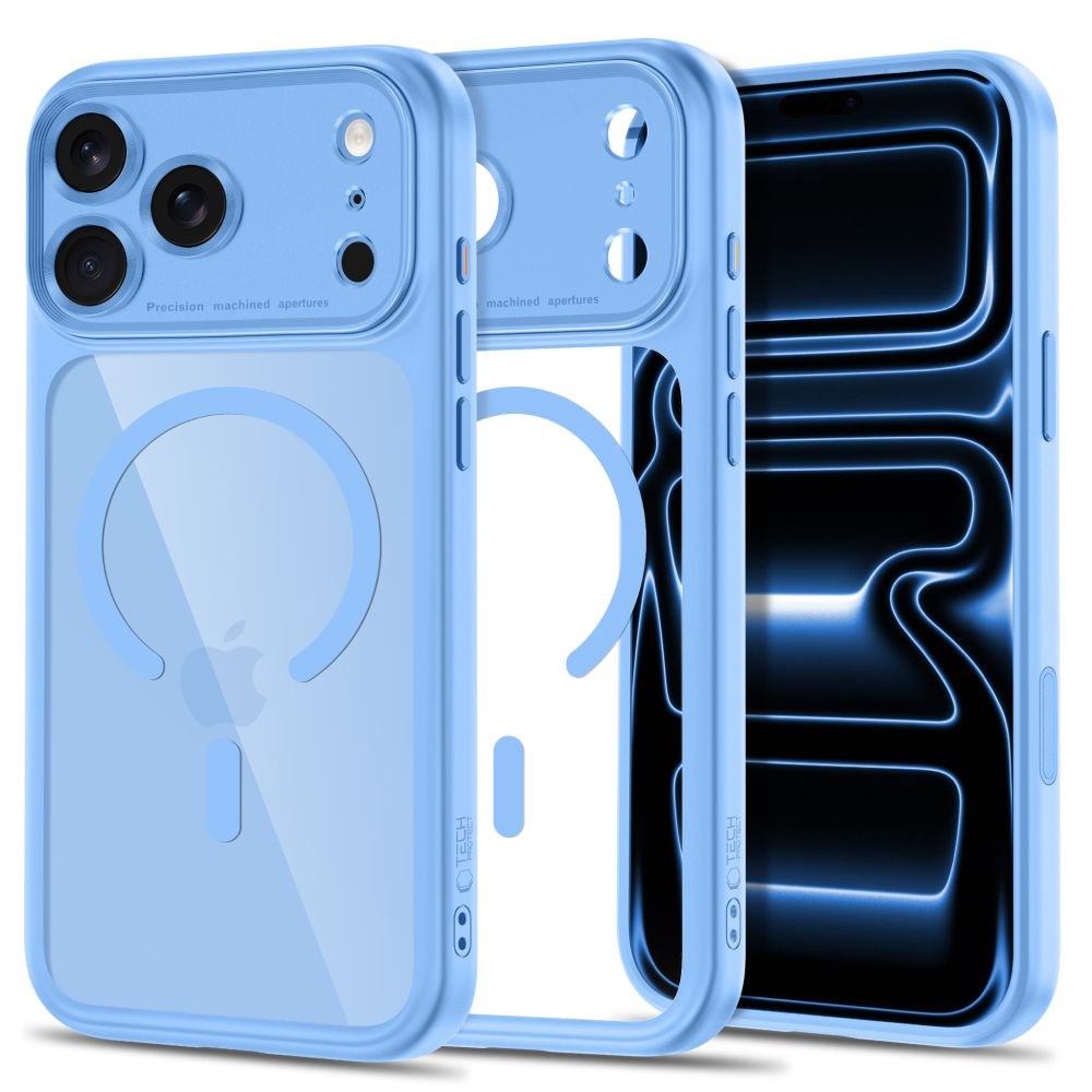 iPhone 18 Pro / 17 Pro Tech-Protect MagPeak Cover - MagSafe Kompatibel - Lyseblå / Gennemsigtig