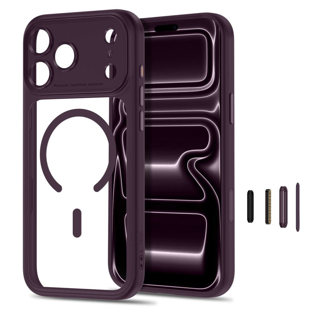 iPhone 18 Pro / 17 Pro Tech-Protect MagPeak Cover - MagSafe Kompatibel - Rød / Gennemsigtig