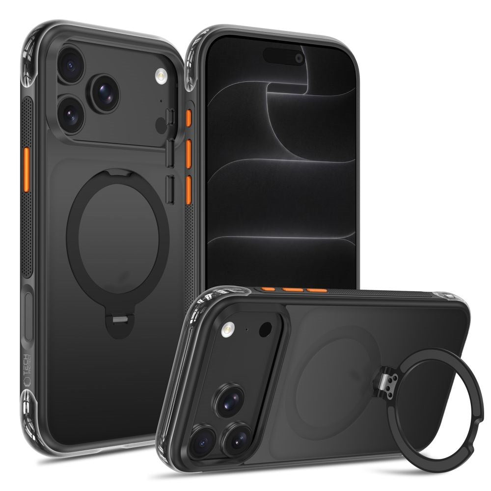 iPhone 18 Pro Max / 17 Pro Max Tech-Protect MagAir Stand Cover m. Kickstand - MagSafe Kompatibel - Mat Sort