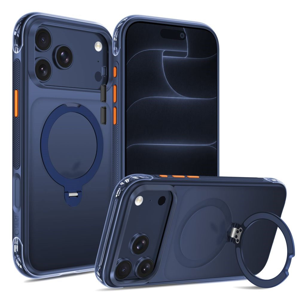 iPhone 18 Pro / 17 Pro Tech-Protect MagAir Stand Cover m. Kickstand - MagSafe Kompatibel - Mat Blå