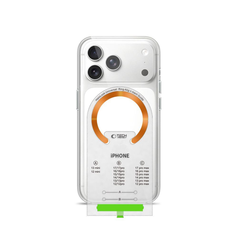 Tech-Protect MagSafe Kompatibel Magnetisk Ring m. Installationsramme - 2 stk - Orange / Sort
