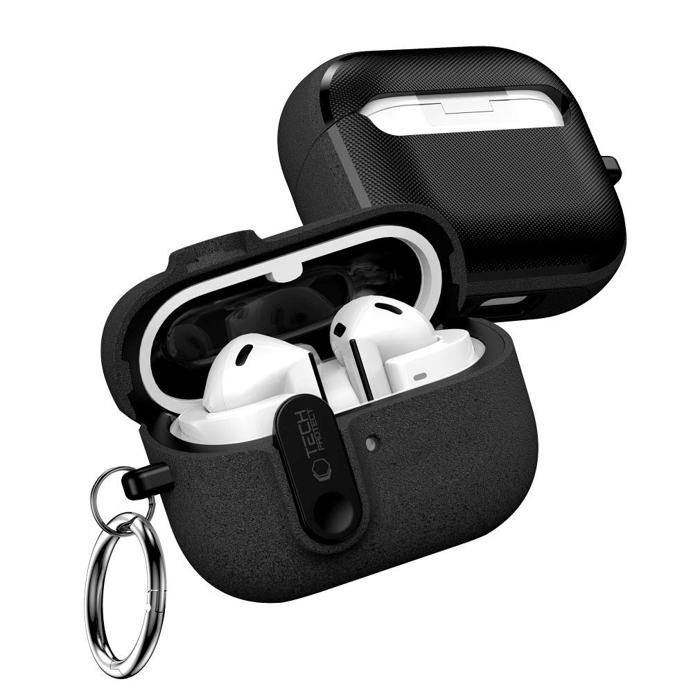 Samsung Galaxy Buds 3 / 3 Pro / 3 FE Tech-Protect Slim Hook Cover m. Karabinhage - Sort