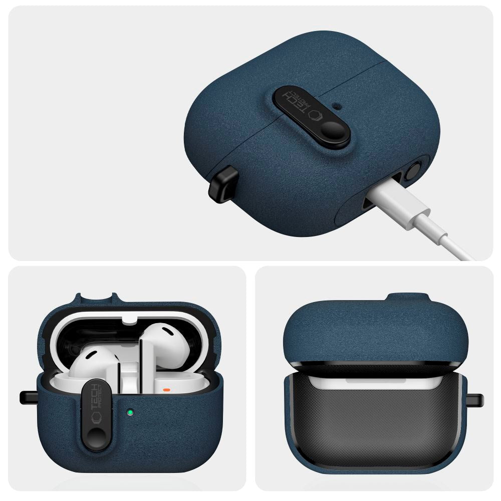 Samsung Galaxy Buds 3 / 3 Pro / 3 FE Tech-Protect Slim Hook Cover m. Karabinhage - Blå
