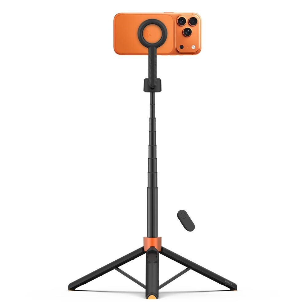Tech-Protect L10S Bluetooth Tripod Selfie Stick - MagSafe Kompatibel - Sort / Orange