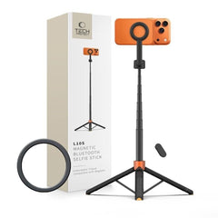 Tech-Protect L10S Bluetooth Tripod Selfie Stick - MagSafe Kompatibel - Sort / Orange