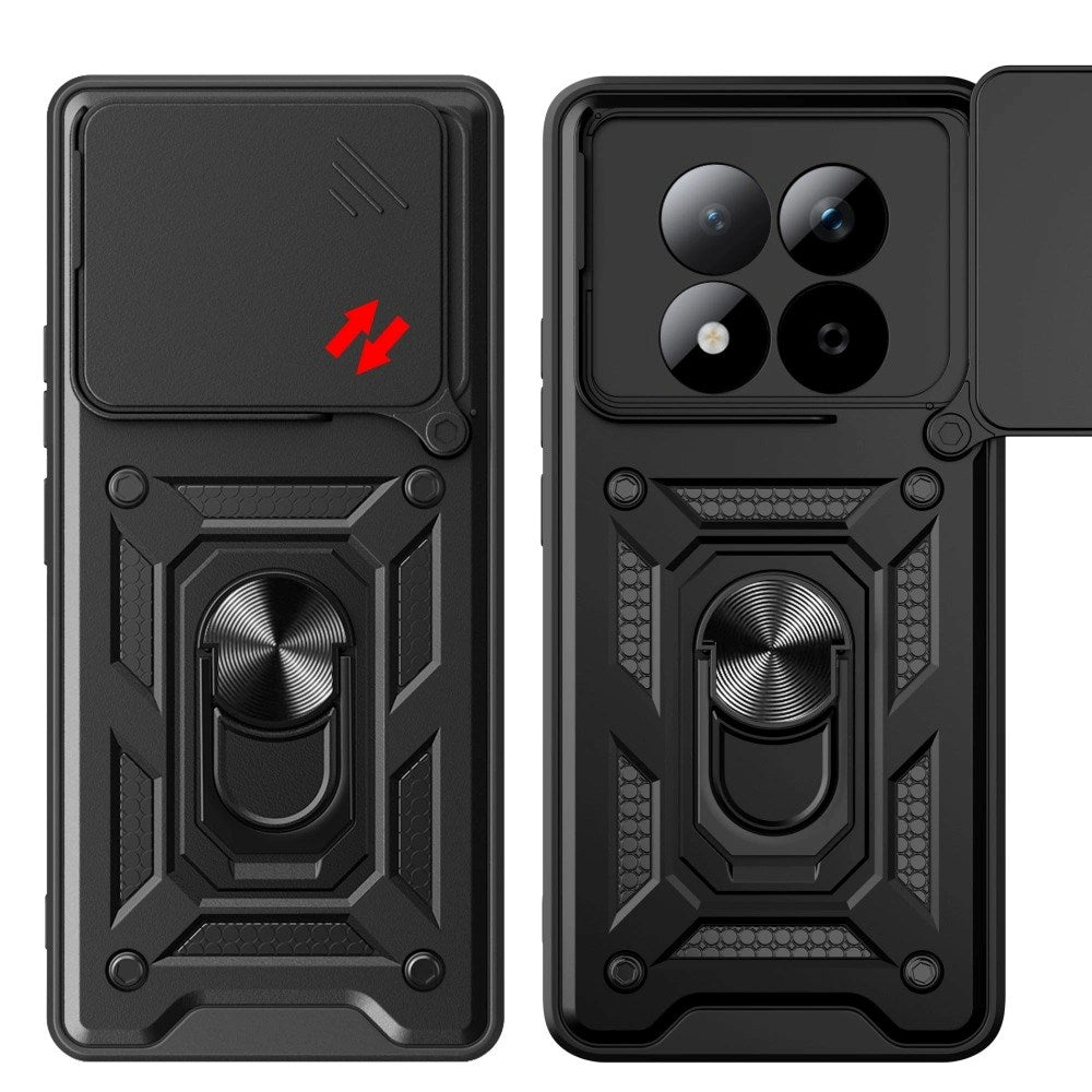 Xiaomi Redmi Note 15 Pro Tech-Protect Camshield m. Magnetisk Fingerring & Ståfunktion - Sort
