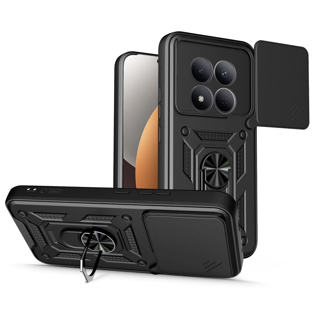 Xiaomi Redmi Note 15 Pro Tech-Protect Camshield m. Magnetisk Fingerring & Ståfunktion - Sort