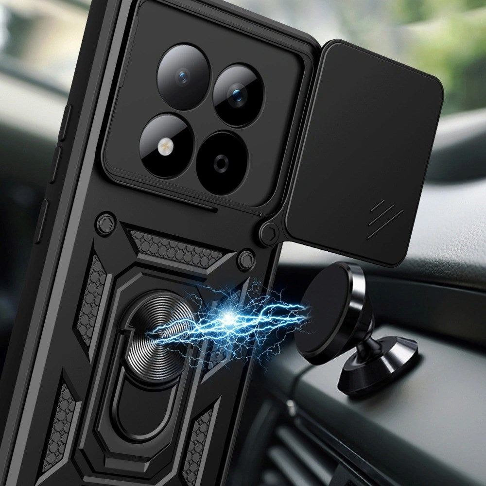 Xiaomi Redmi Note 15 Pro+ (Plus) Tech-Protect Camshield m. Magnetisk Fingerring & Ståfunktion - Sort