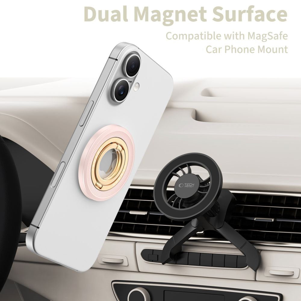 Tech-Protect Lamano Magnetisk Mobil Ring - MagSafe Kompatibel - Lyserød / Guld