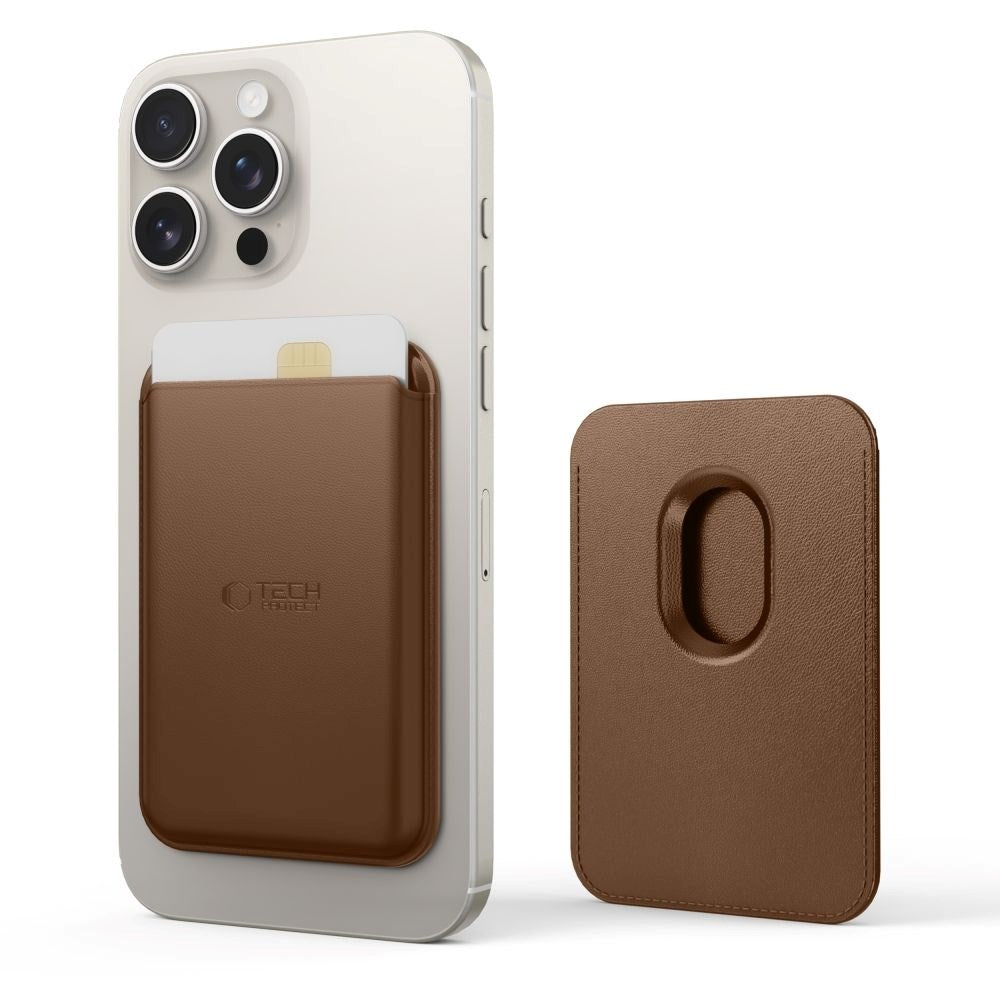 Tech-Protect MagWallet Kunstlæder Kortholder - MagSafe Kompatibel - Brun