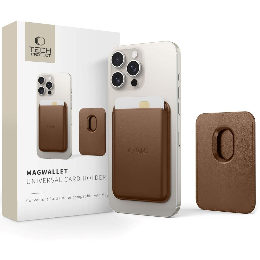 Tech-Protect MagWallet Kunstlæder Kortholder - MagSafe Kompatibel - Brun
