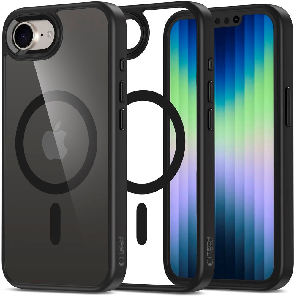 iPhone 17e / 16e Tech-Protect Magmat Cover - MagSafe Kompatibel - Gennemsigtig / Sort
