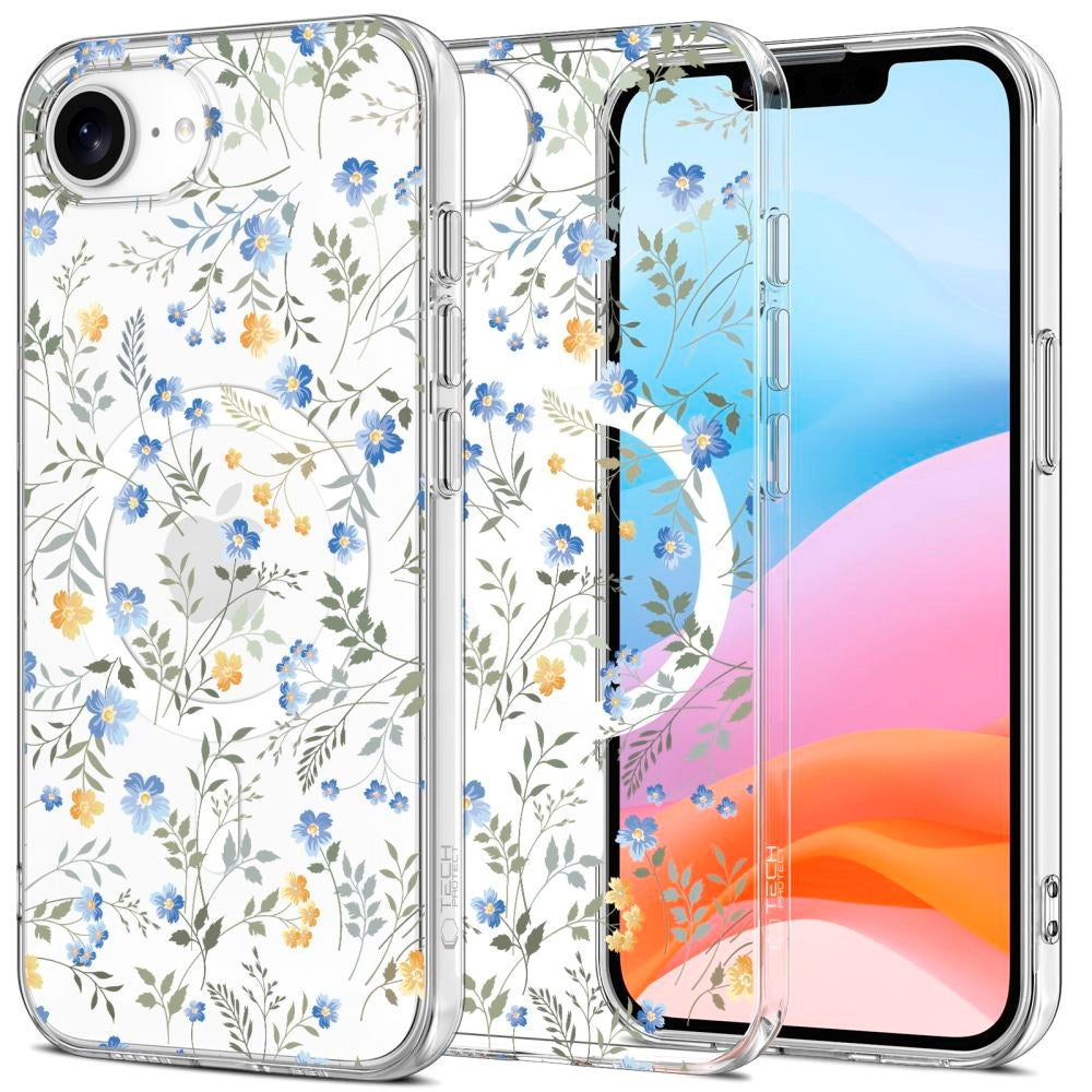 iPhone 17e / 16e Tech-Protect FlexAir Fleksibelt Plastik Cover - MagSafe Kompatibel - Blomst