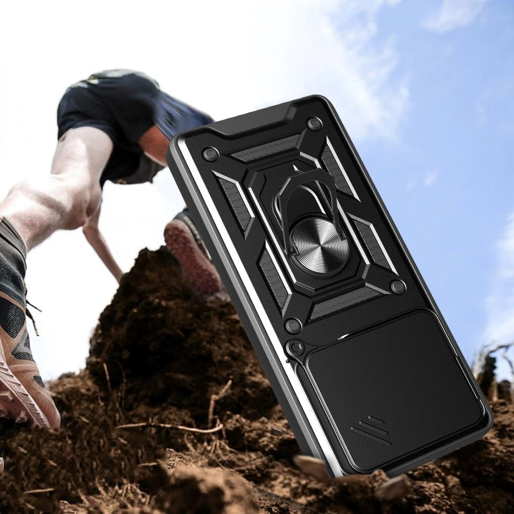 Xiaomi Redmi Note 14 (5G) Tech-Protect Camshield m. Magnetisk Fingerring & Ståfunktion - Sort