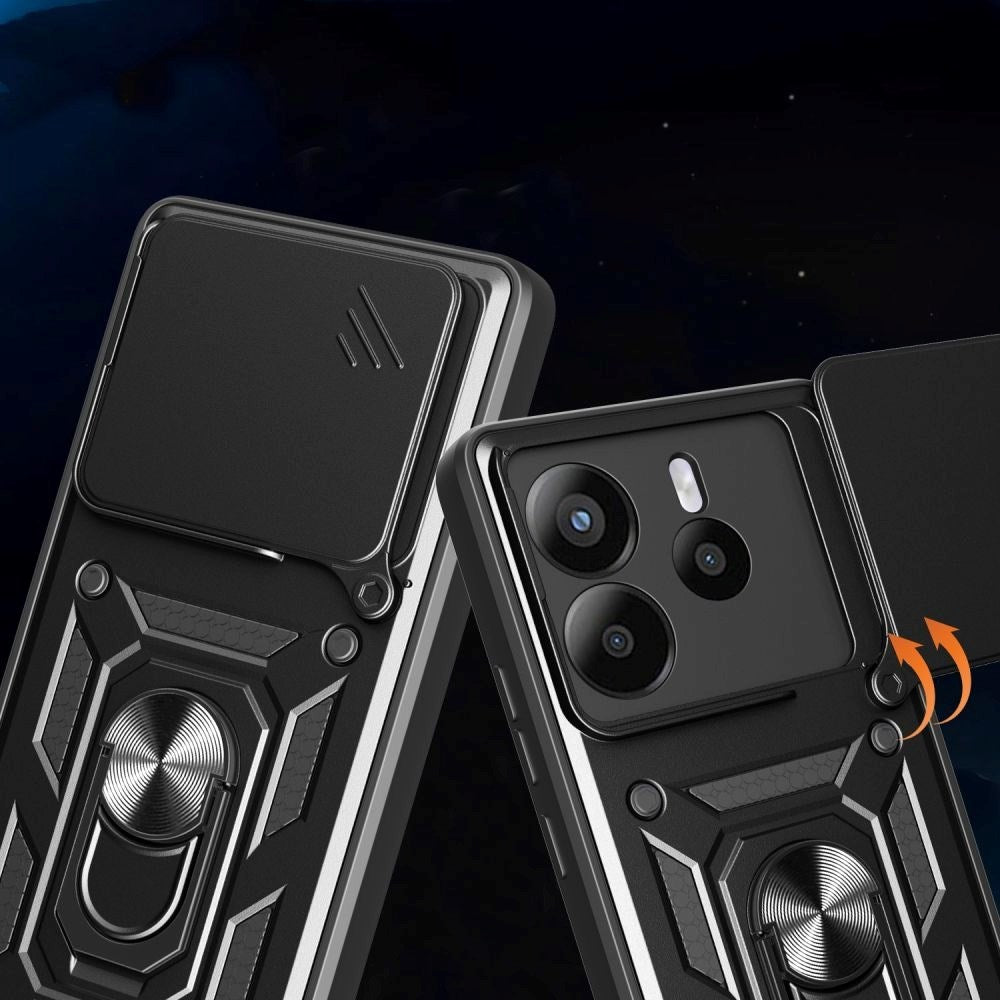 Xiaomi Redmi Note 14 (5G) Tech-Protect Camshield m. Magnetisk Fingerring & Ståfunktion - Sort