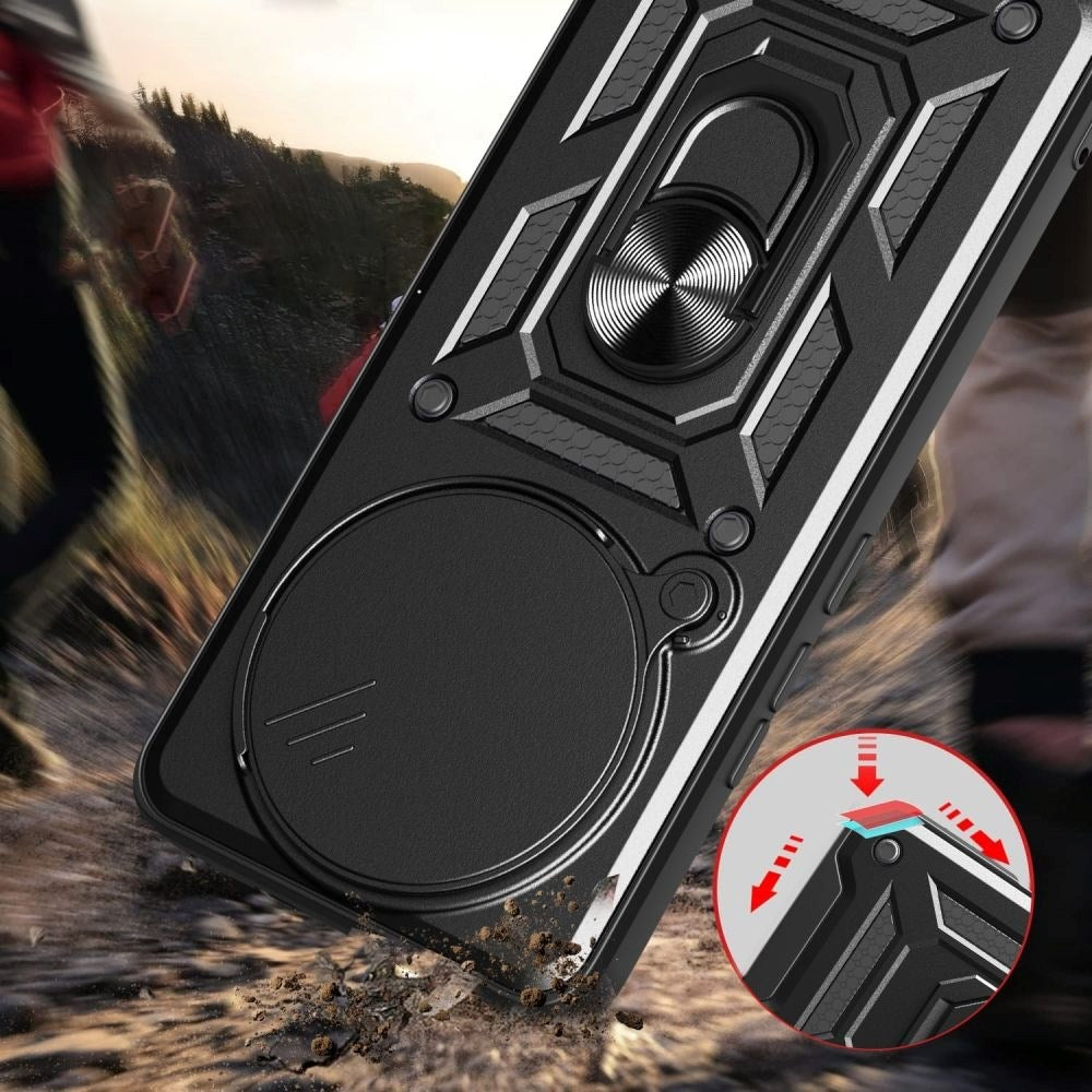 Xiaomi Redmi Note 14 Pro+ Tech-Protect Camshield m. Magnetisk Fingerring & Ståfunktion - Sort