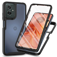 Motorola Moto G55 Tech-Protect Defense Cover m. Hybrid Glas - Gennemsigtig / Sort