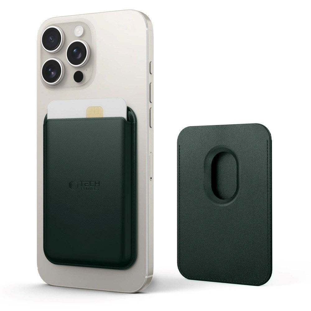 Tech-Protect MagWallet Kunstlæder Kortholder - MagSafe Kompatibel - Grøn