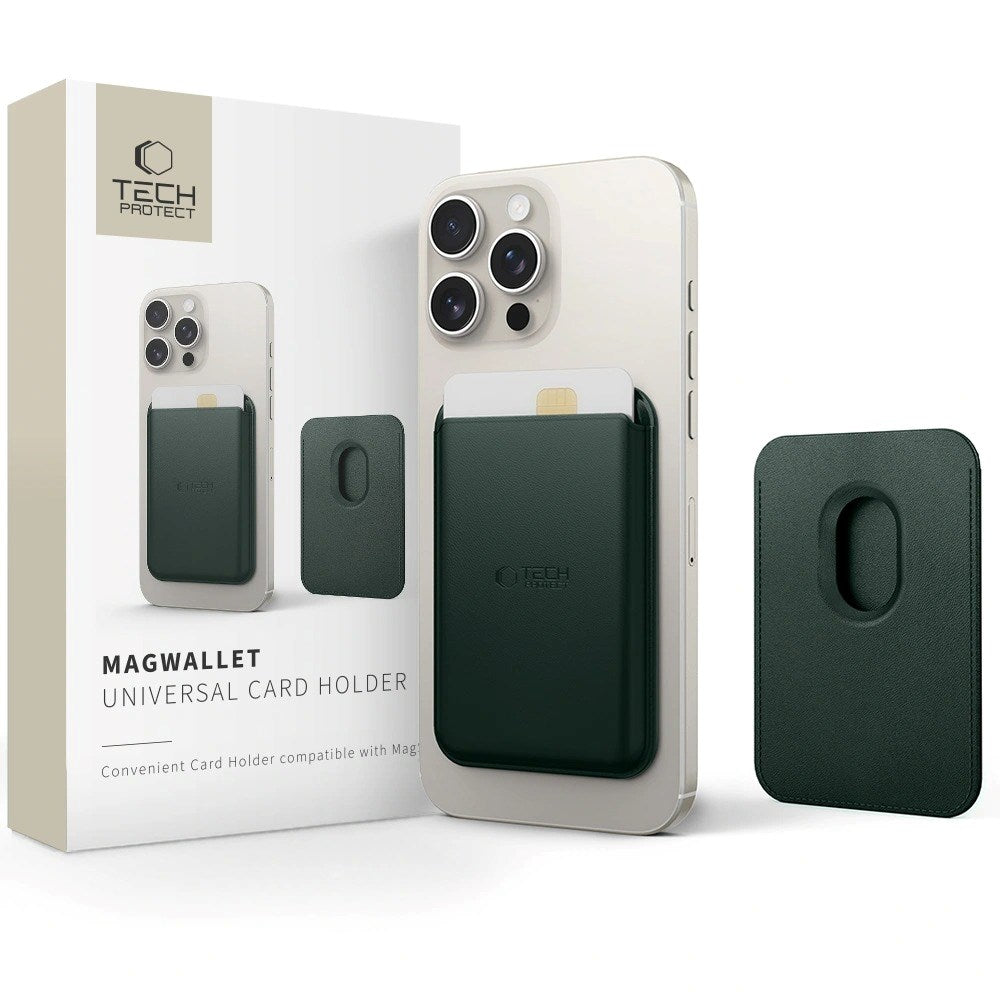 Tech-Protect MagWallet Kunstlæder Kortholder - MagSafe Kompatibel - Grøn
