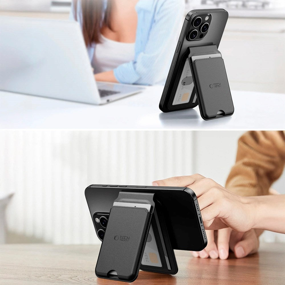 Tech-Protect MagWallet Stand Kortholder - MagSafe Kompatibel - Sort