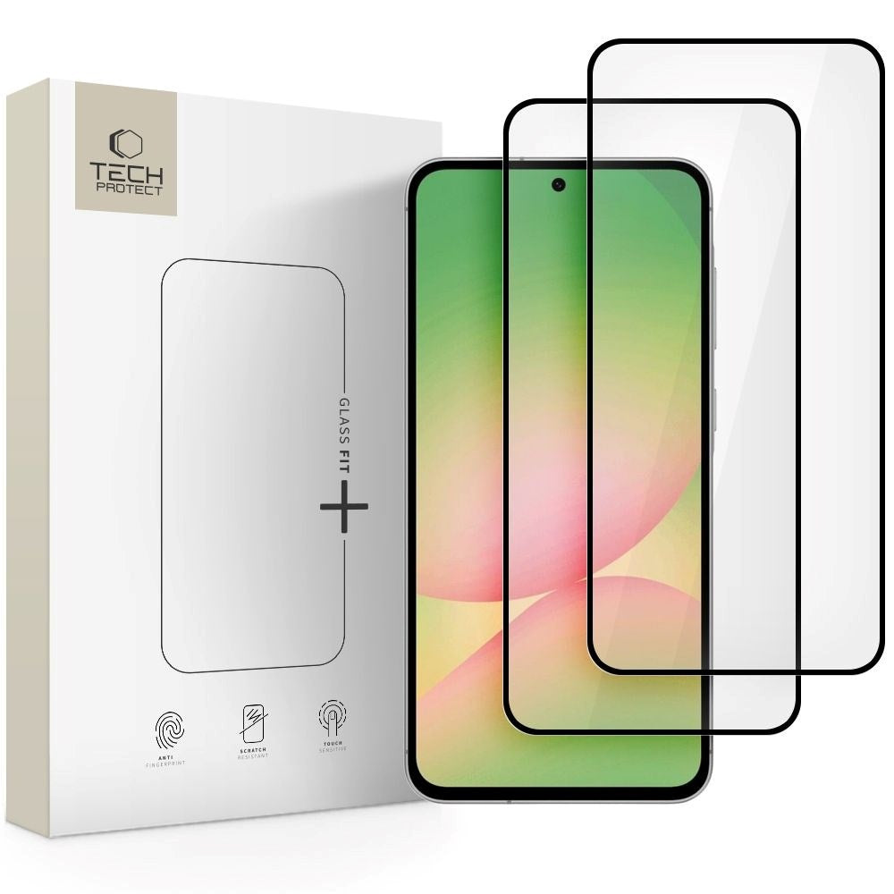 Samsung Galaxy A36 (5G) / A56 (5G) Tech-Protect Glass Fit+ Skærmbeskyttelse - 2 Stk. - Gennemsigtig / Sort Kant