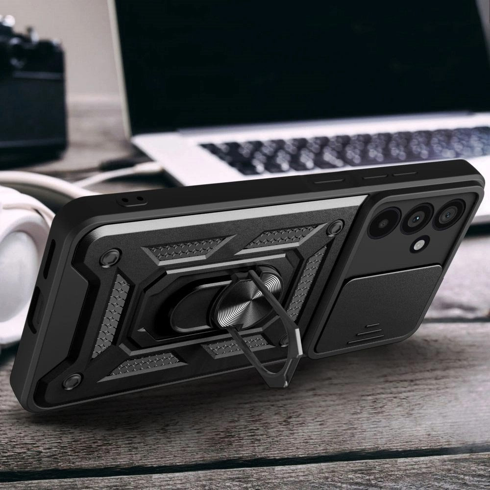 Samsung Galaxy A56 (5G) Tech-Protect Camshield m. Magnetisk Fingerring & Ståfunktion - Sort