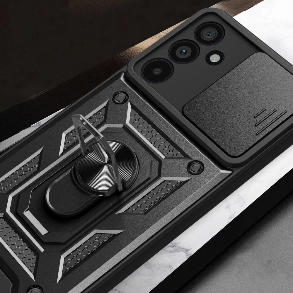 Samsung Galaxy A56 (5G) Tech-Protect Camshield m. Magnetisk Fingerring & Ståfunktion - Sort
