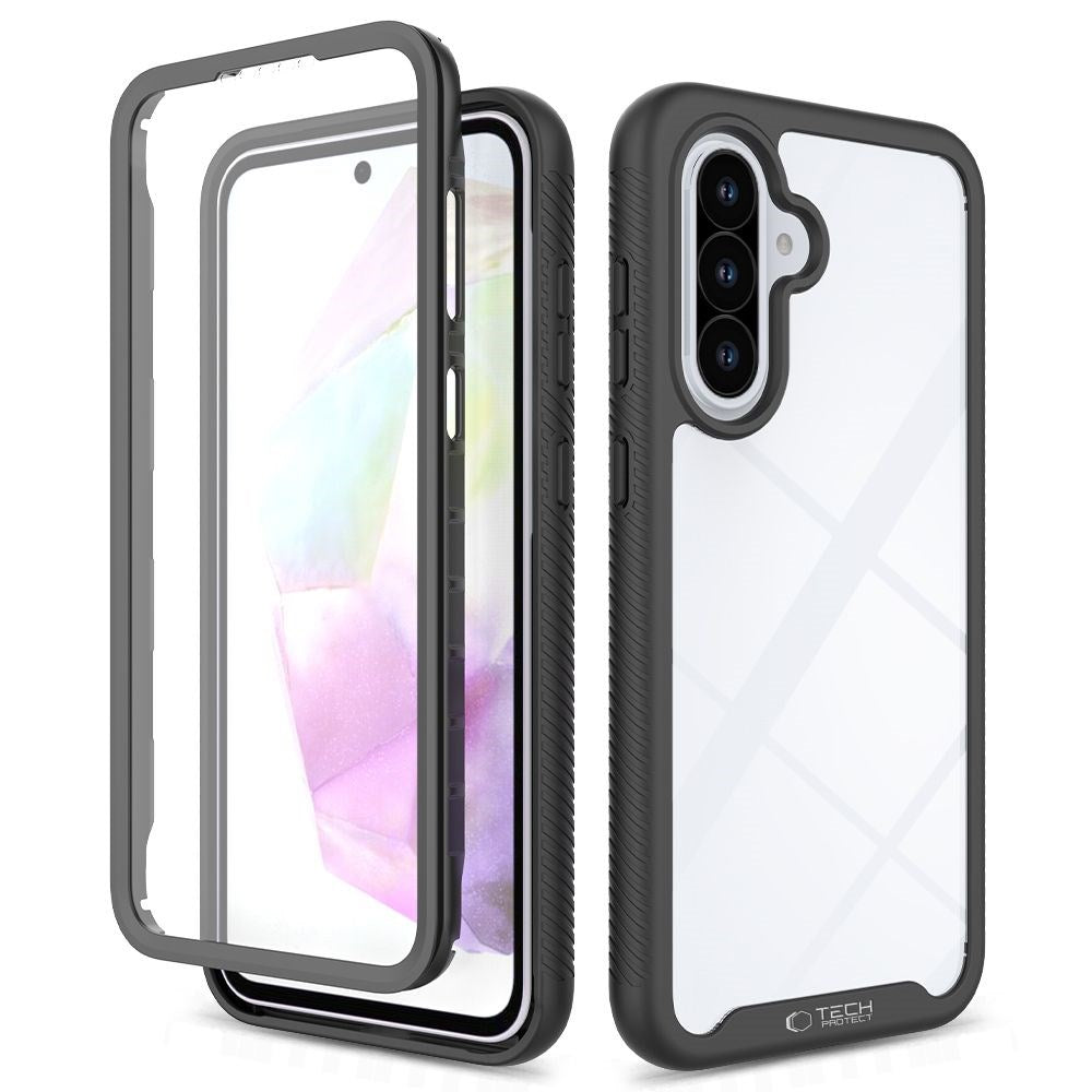 Samsung Galaxy A27 / A37 / A36 / A56 Tech-Protect Defense Cover m. Skærmbeskyttelse - Gennemsigtig / Sort