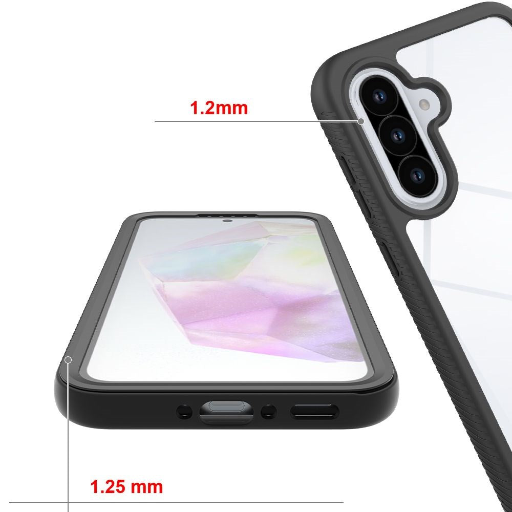Samsung Galaxy A27 / A37 / A36 / A56 Tech-Protect Defense Cover m. Skærmbeskyttelse - Gennemsigtig / Sort