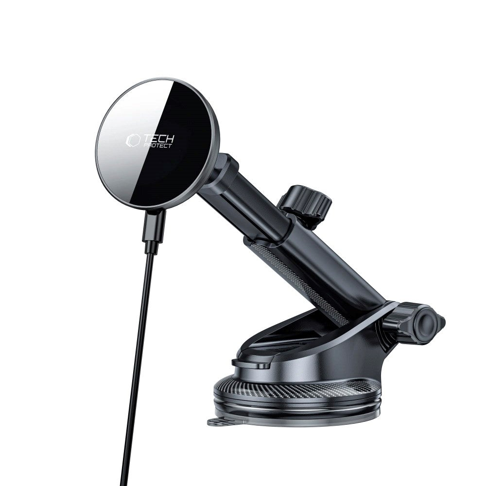 Tech-Protect 15W Magnetisk Trådløs Oplader til Bil - Dashboard & Ventilation - MagSafe Kompatibel - Sort