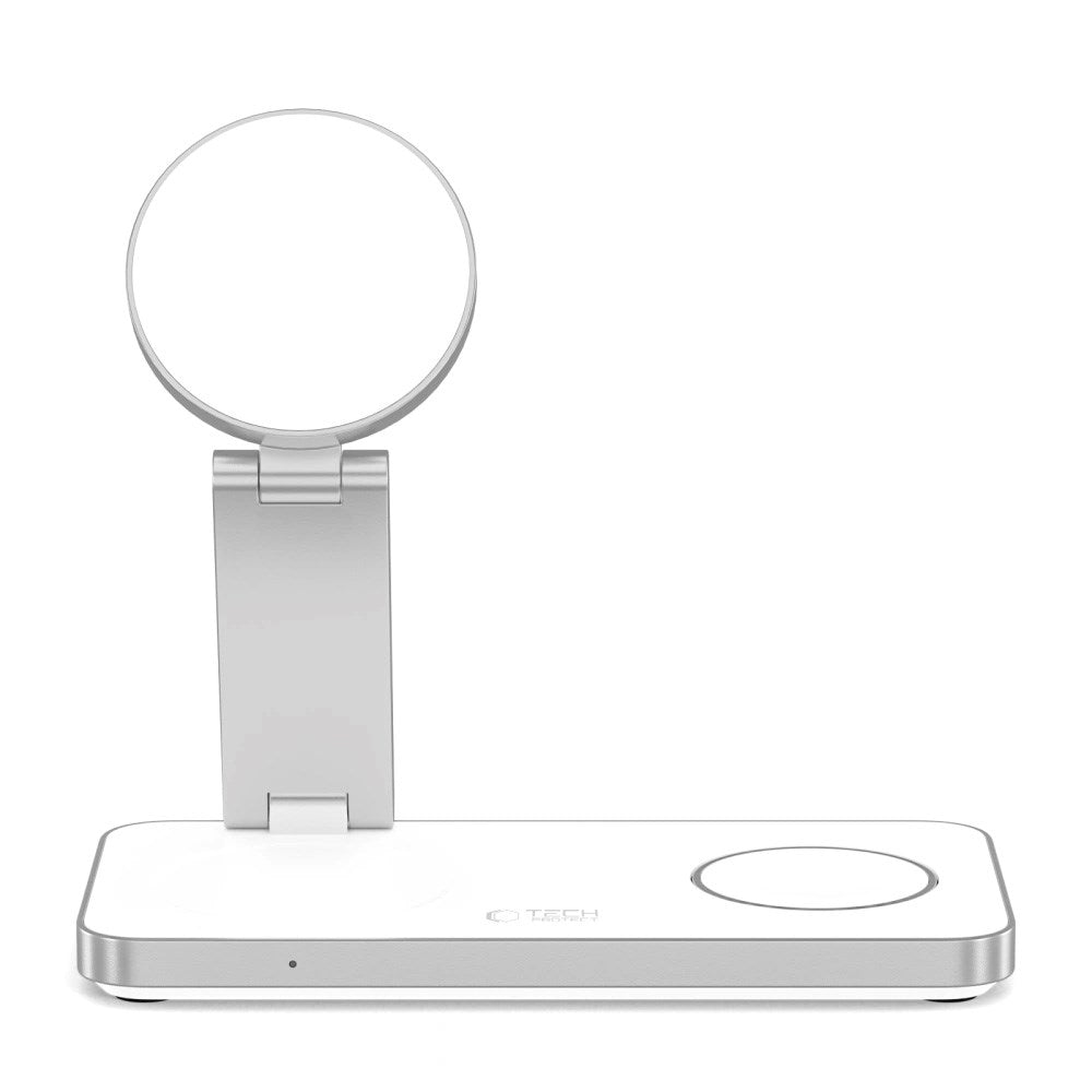 Tech-Protect 3-i-1 Magnetisk Trådløs Oplader - MagSafe Kompatibel - 15W - Hvid