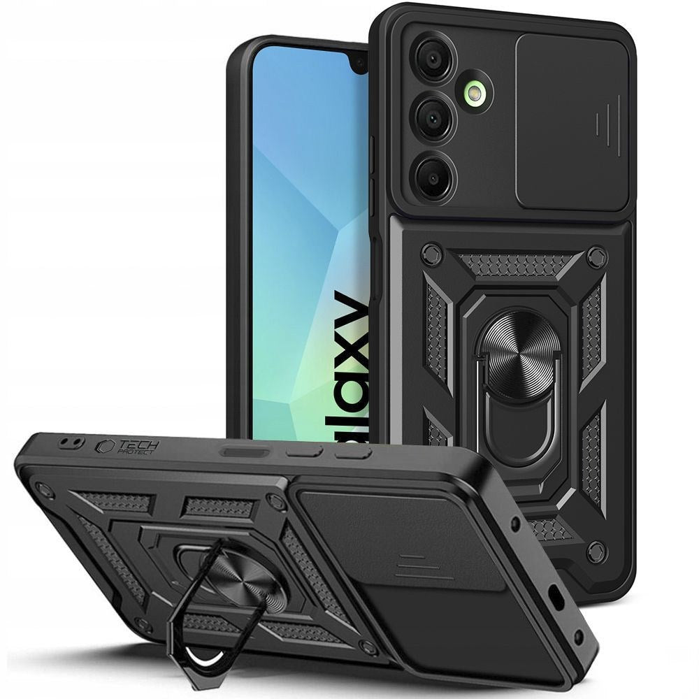 Samsung Galaxy A26 (5G) Tech-Protect Camshield m. Magnetisk Fingerring & Ståfunktion - Sort