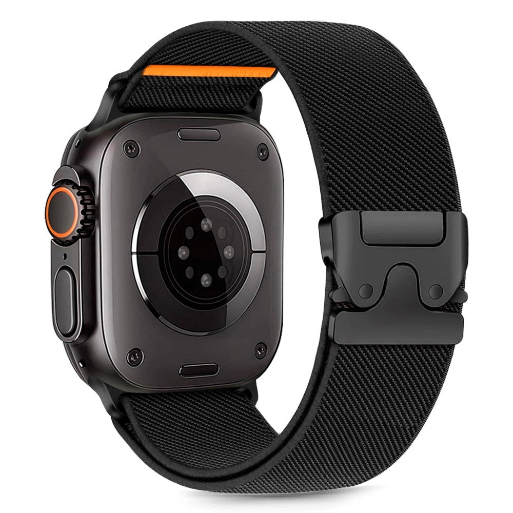 Apple Watch (42 / 44 / SE / 45 / 46 / 49mm) Tech-Protect Nylon Rem m. Metallås - Sort