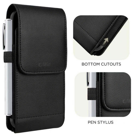 Tech-Protect Universal Kunstlæder Mobil Etui - Mål (16.5 x 9.1 x 2.4 cm) - Sort