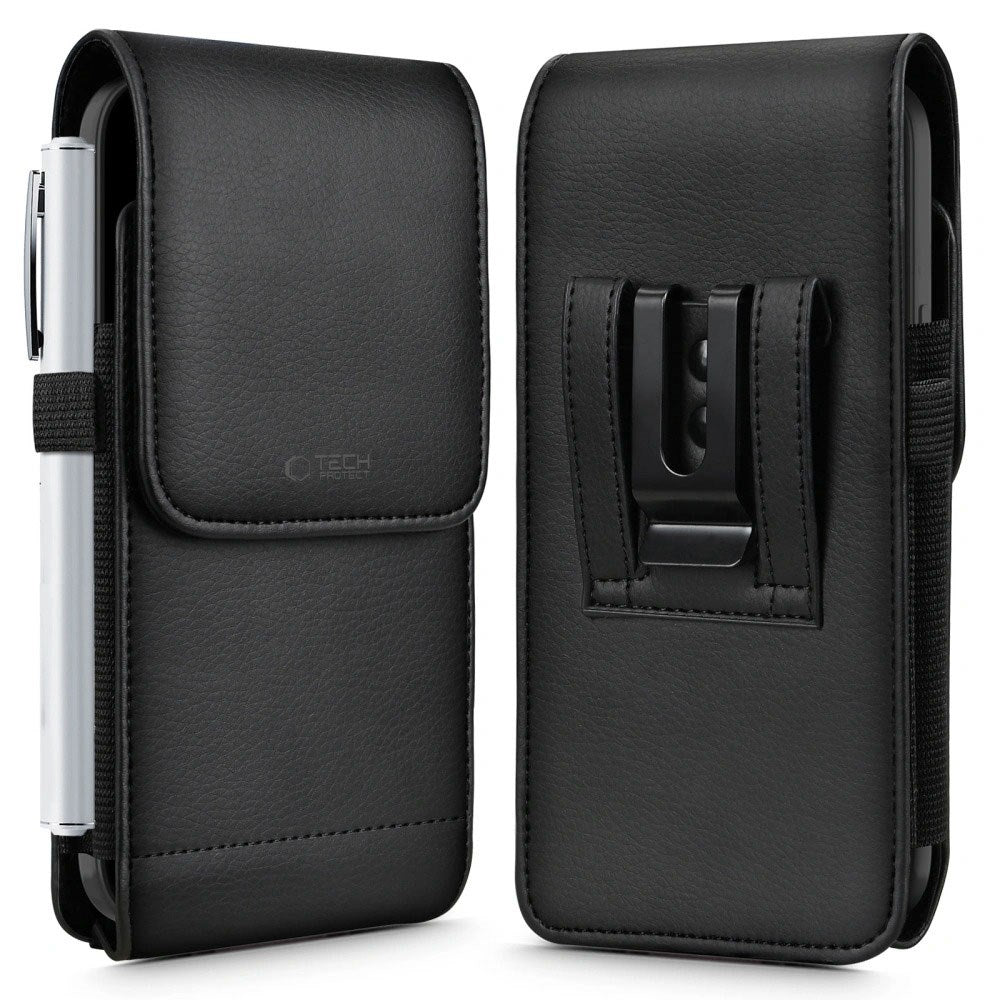 Tech-Protect Universal Kunstlæder Mobil Etui - Mål (16.5 x 9.1 x 2.4 cm) - Sort