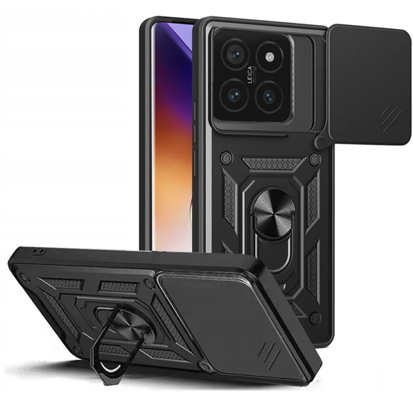 Xiaomi 14T Tech-Protect Camshield m. Magnetisk Fingerring & Ståfunktion - Sort