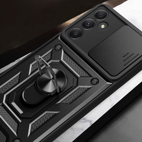 Samsung Galaxy S24 FE Tech-Protect Camshield m. Magnetisk Fingerring & Ståfunktion - Sort