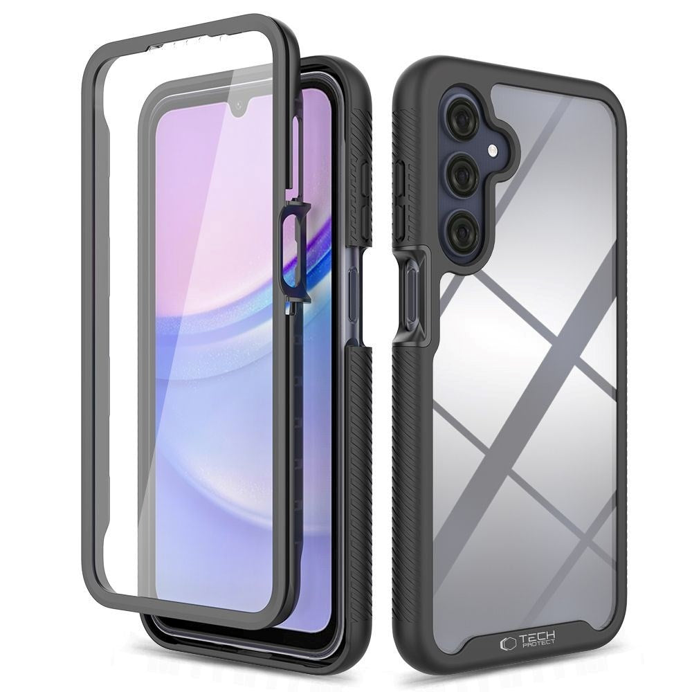 Samsung Galaxy A16 (4G/5G) Tech-Protect DEFENSE360 Cover m. Skærmbeskyttelse - Gennemsigtig / Sort