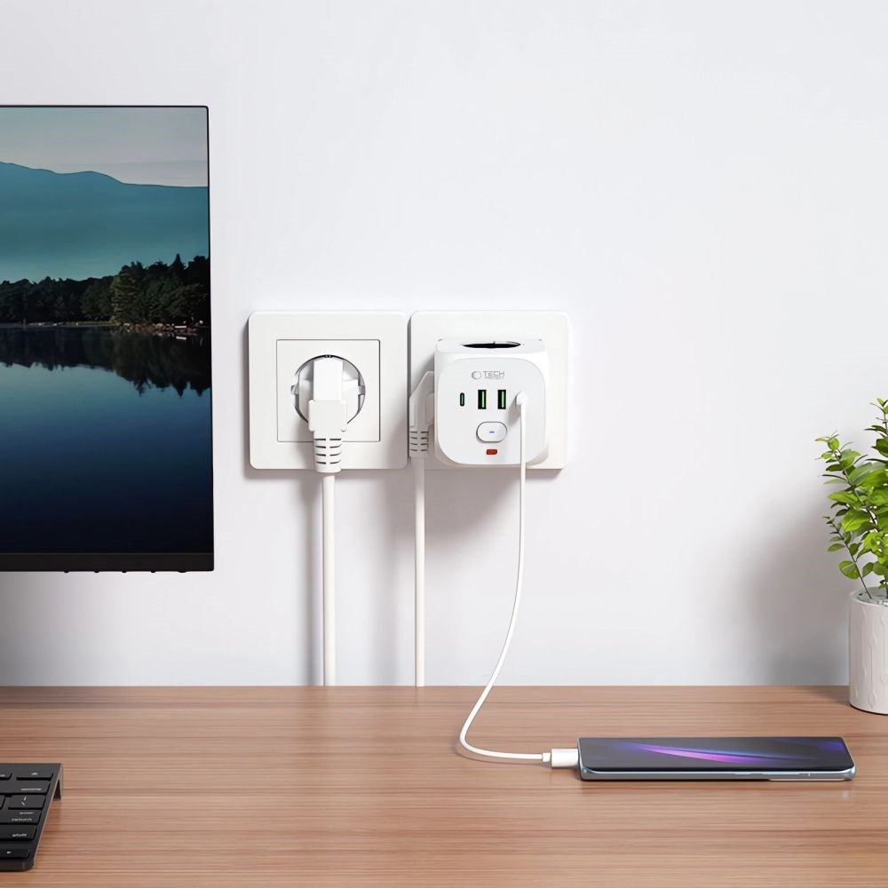 Tech-Protect Multi Opladningsdock til Flere Elektroniske Enheder - Hvid