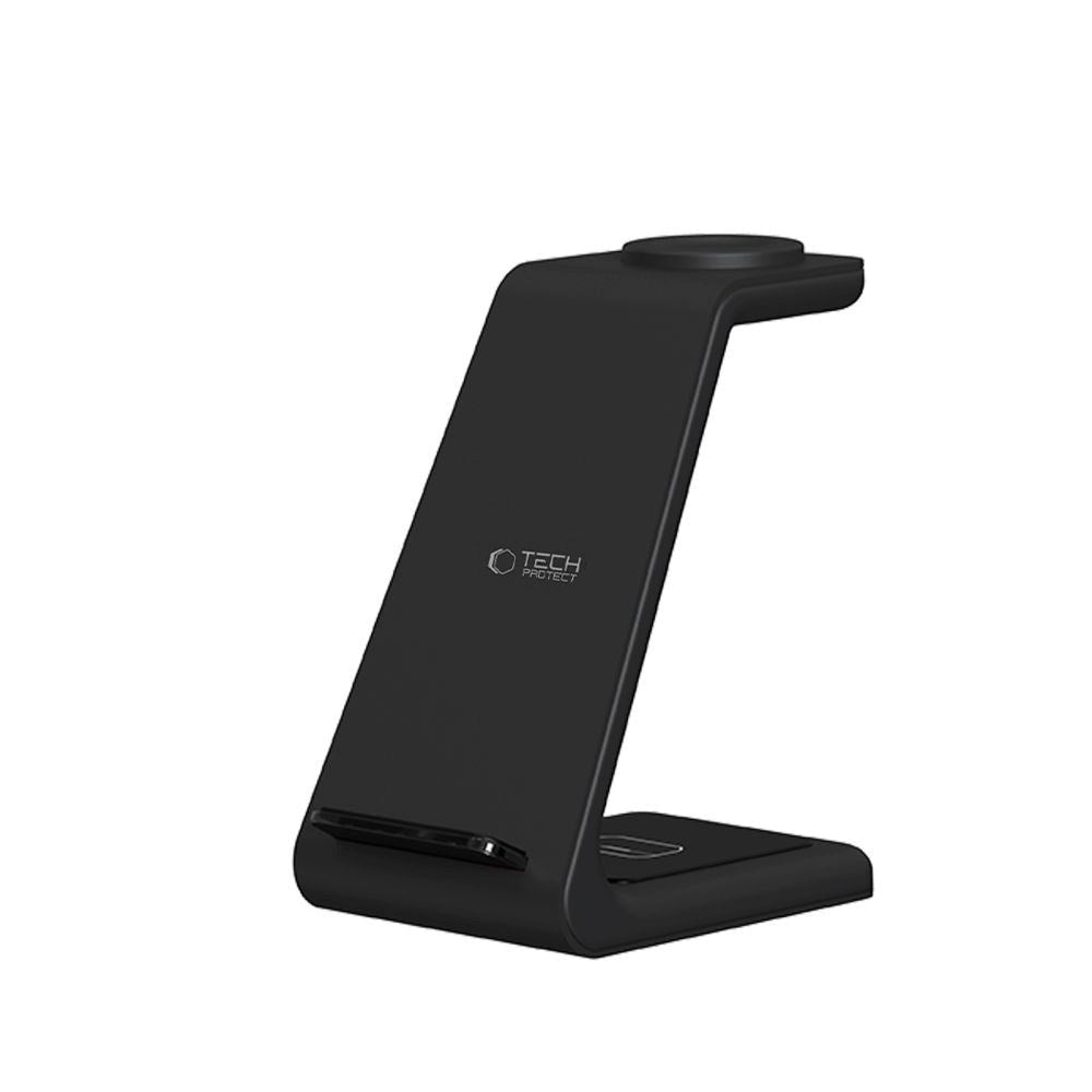 Tech-Protect QI15W-A36 Trådløs Oplader m. USB-C - 3-i-1 Funktion - Sort