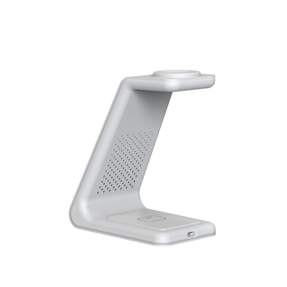 Tech-Protect QI15W-A36 Trådløs Oplader m. USB-C - 3-i-1 Funktion - Hvid