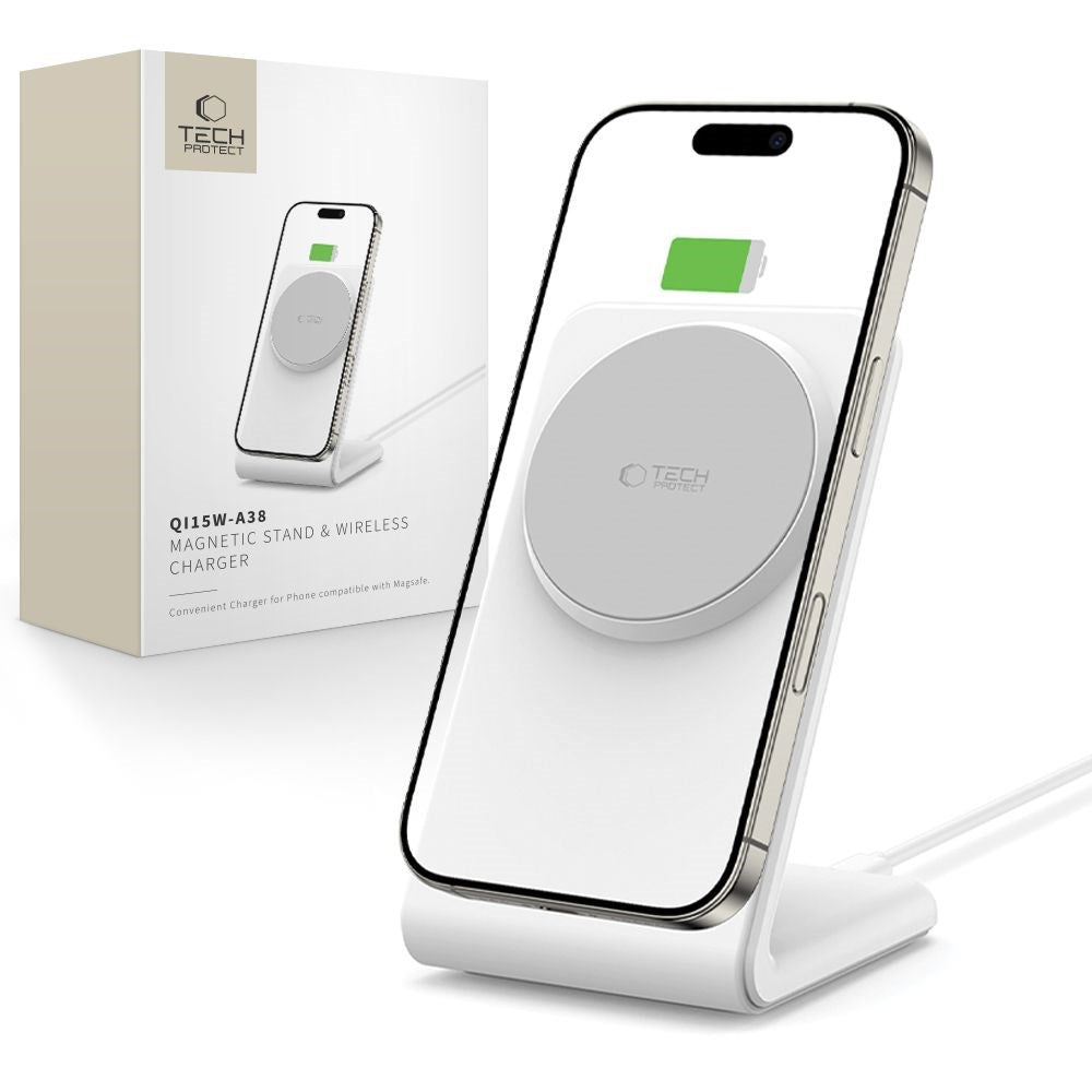 Tech-Protect QI15W-A38 15W Magsafe Trådløs Oplader - Hvid