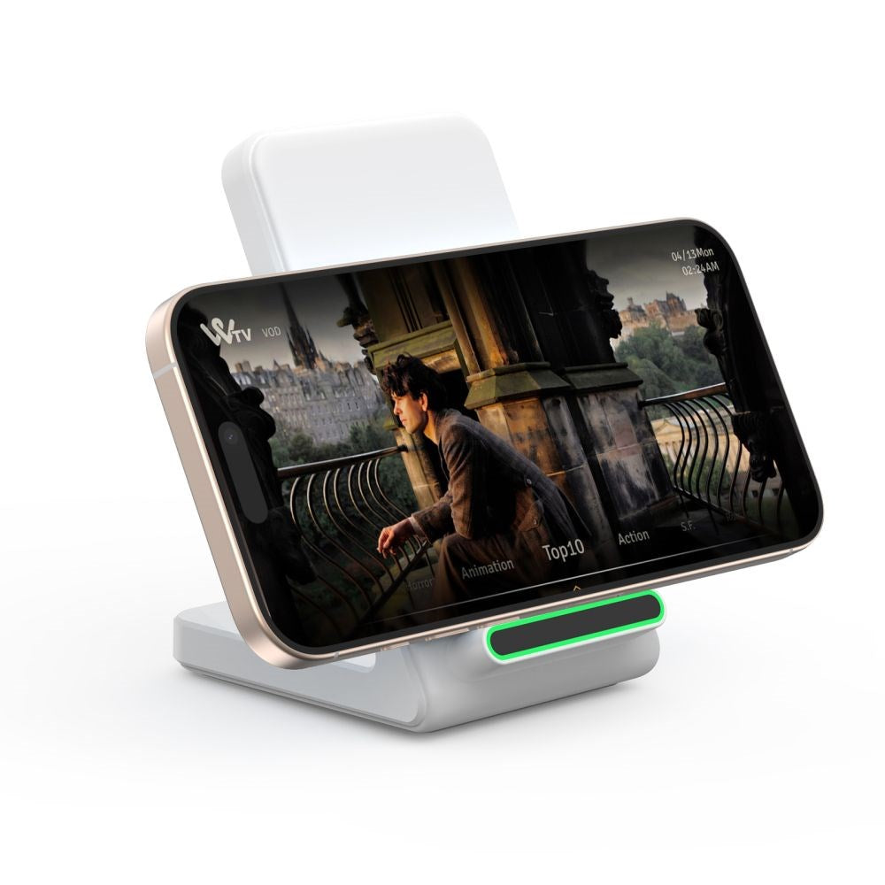 Tech-Protect Qi-15W-A40 Trådløs Oplader m. Holder - Hvid