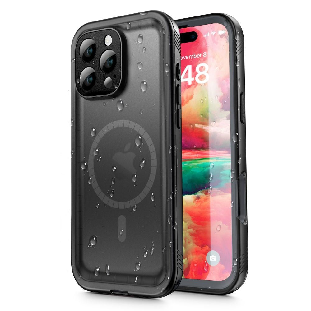 Tech-Protect iPhone 16 Pro Vandtæt Cover - MagSafe Kompatibel - Gennemsigtig / Sort