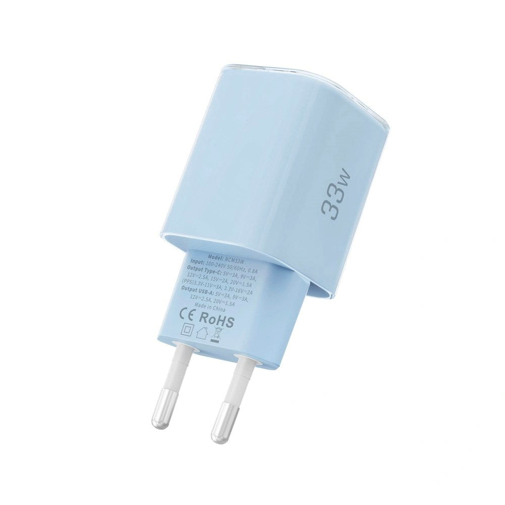 Tech-Protect 33W Vægoplader m. 1x USB-A & 1x USB-C - Blå