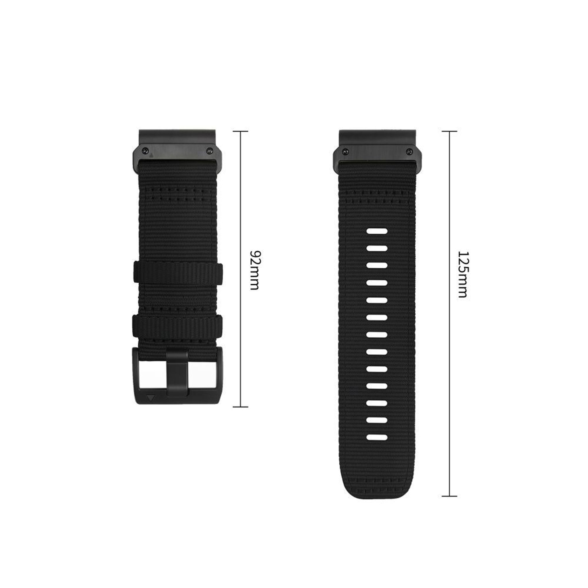 Universal Garmin 26mm QuickFit Tech-Protect Classic Nylon Rem - Sort