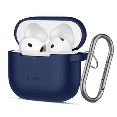 Tech-Protect Apple AirPods 4 Silikone Cover m. Karabinhage - Blå