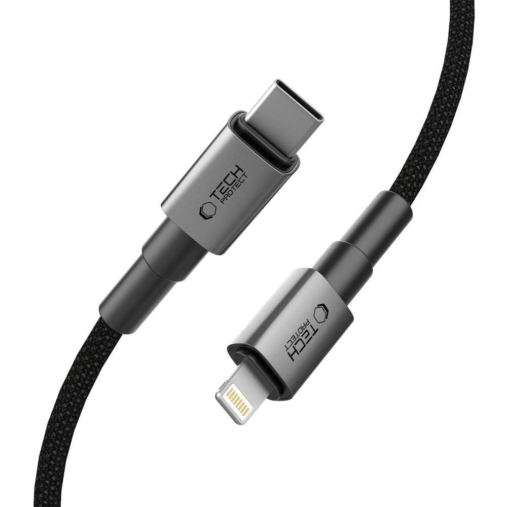 Tech-Protect Ultraboost DNA PD 27W/3A Lightning til USB-C Kabel 1m - Sort / Mørkegrå