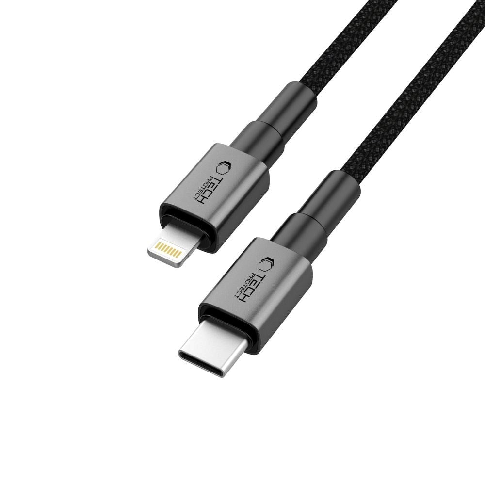 Tech-Protect Ultraboost DNA PD 27W/3A Lightning til USB-C Kabel 1m - Sort / Mørkegrå