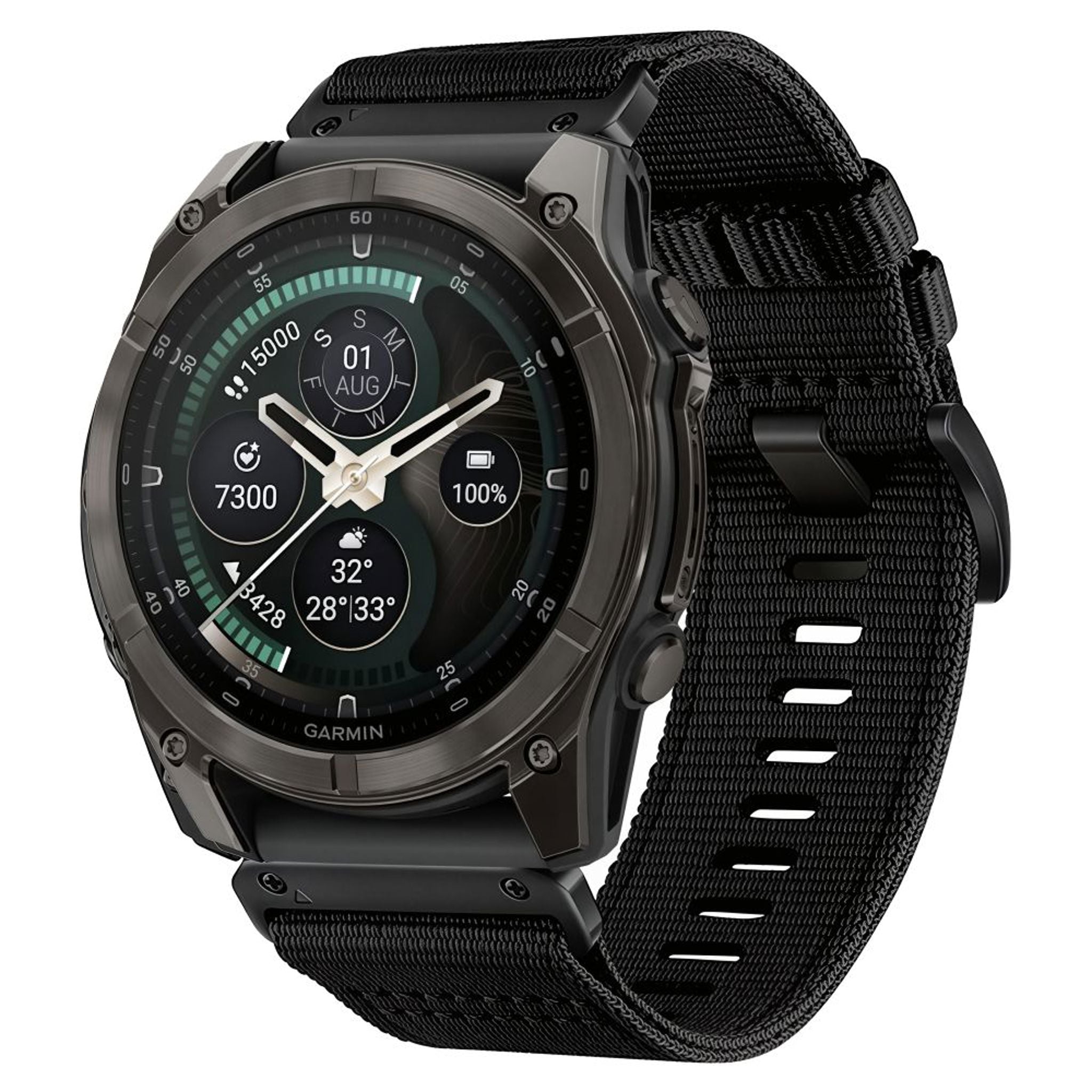 Universal Garmin 22mm QuickFit Tech-Protect Classic Nylon Rem - Sort